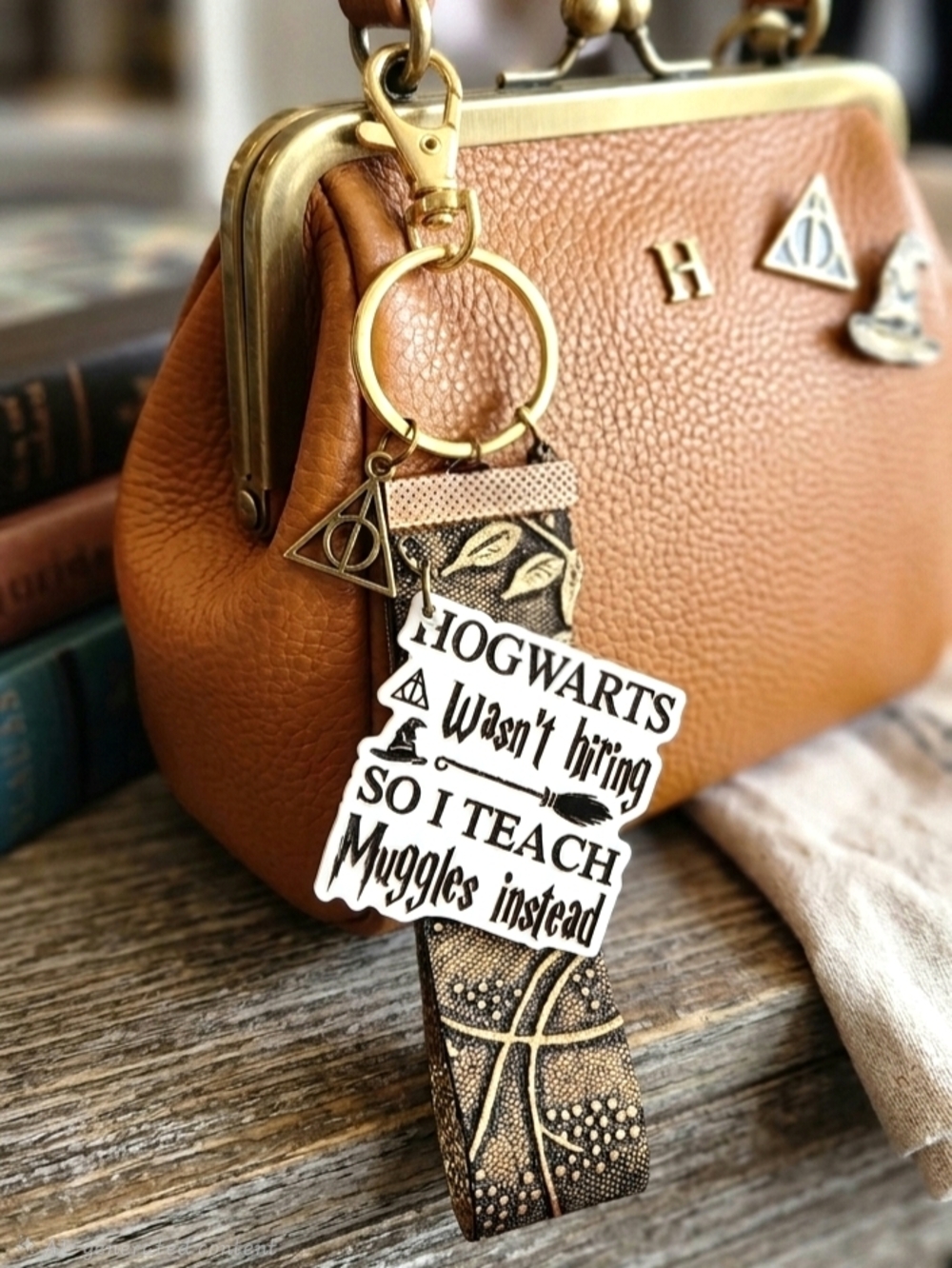 Harry Potter Deathly Hallows Hogwarts Inspired Strap Keychain For Muggles